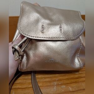 Coach Derby mini backpack in rose gold metallic pebbled leather